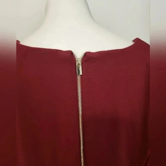 Eloquii 9 to 5 Stretch Minimalist Career Work Burgundy Red Knee Length Dress(20) - Picture 8 of 11